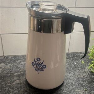 GREAT GIFT IDEA Vintage Corningware Cornflower Blue 9 cup stovetop percolator.